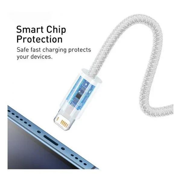 Дата-кабель Baseus Dynamic Series Fast Charging USB (тато) - Lightning (тато) 1m White 2.4A, фото 1