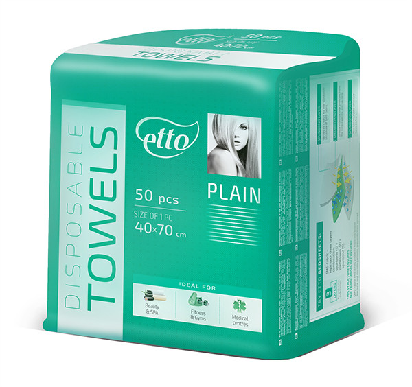 Рушники поглинаючі 40х70 см Etto, 50 шт 50 г/м2 - текстура Гладка-Plain, фото 1