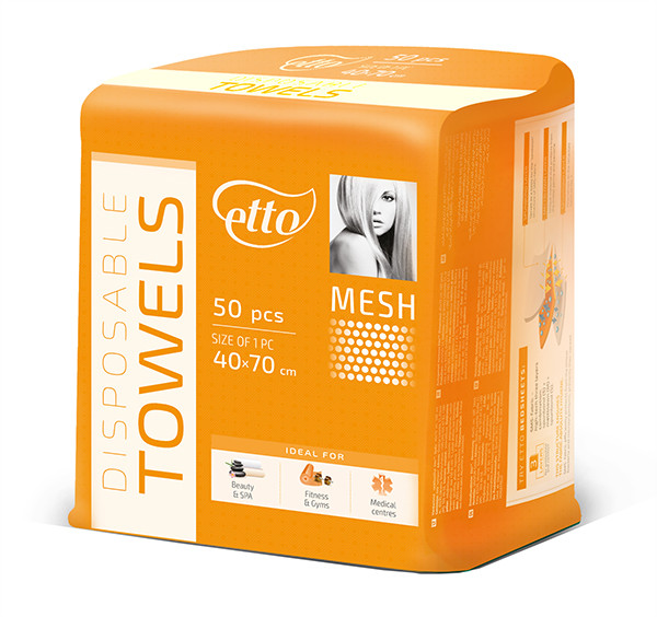 Рушники поглинаючі 40х70 см Etto, 50 шт 50 г/м2 - текстура Сітка-Mesh, фото 1