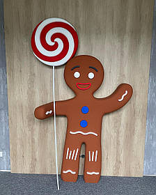 Декоративний Пряник Пряничний чоловічок з пінопласту 180 см з льодяником