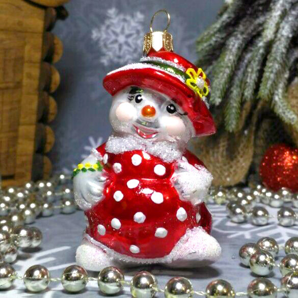 Сніговик у капелюсі в платті міні Irena Irena іграшка на ялинку ірену ірена