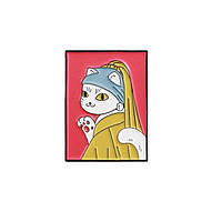 Значок "Киця з сережкою" металевий з емаллю, 28*22 мм