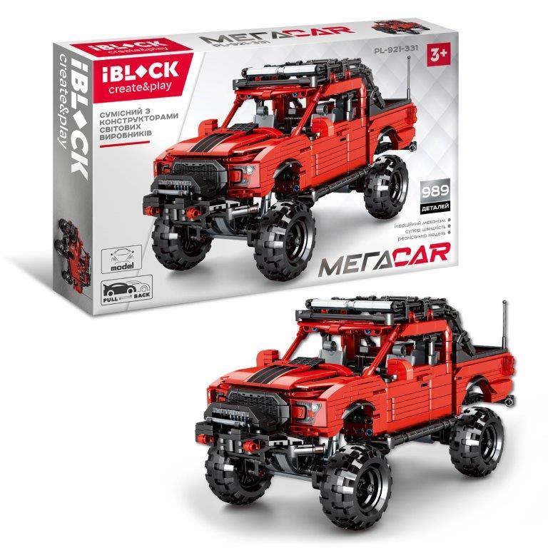 Конструктор IBLOCK 989 дет, ретро МЕГАCAR PL-921-331
, машина 30*14*17 см, у кор. 61*37*8 см