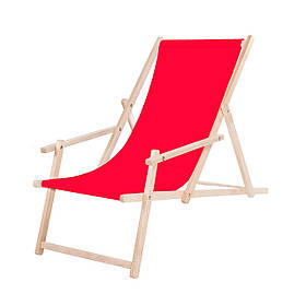 Шезлонг (черво-лежак) дерев'яний для пляжу, тераси і саду Springos DC 0003 RED