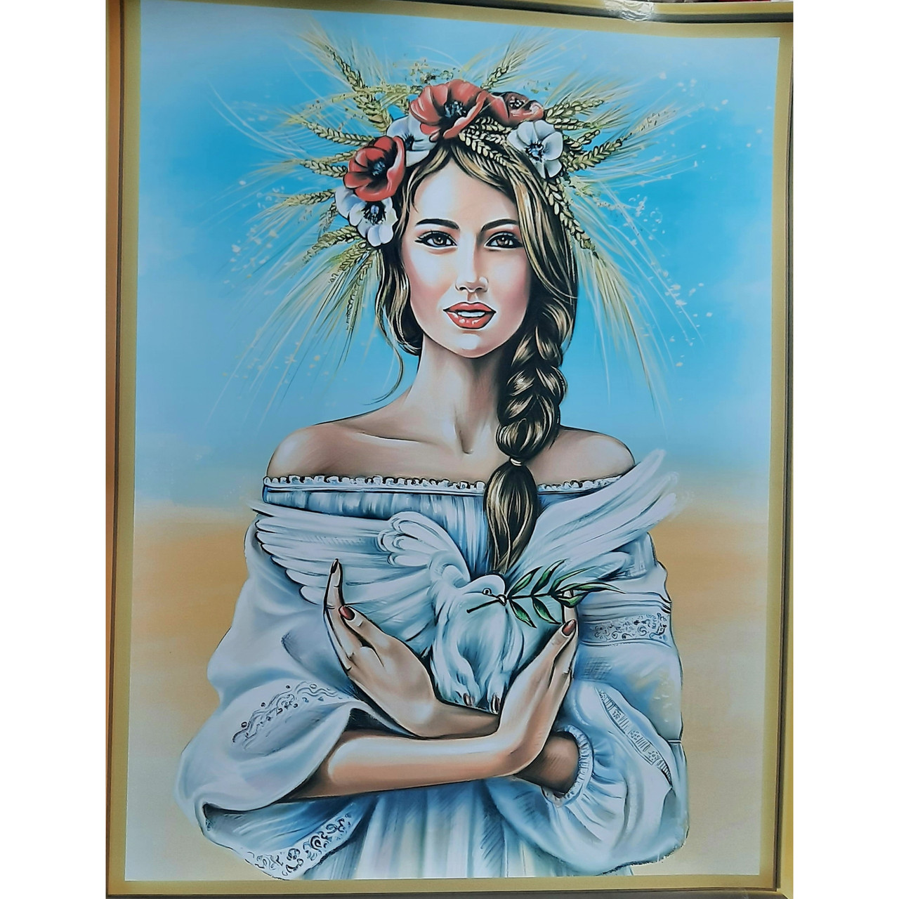 Постер дівчина з голубом у руках 80×60 см, фото 1