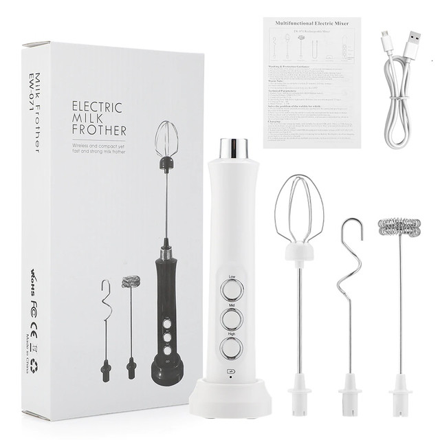 Электрический вспениватель молока Milk Frother 3 в 1 с зарядной базой 