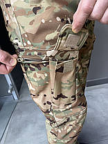 Штани зимові тактичні софтшел флісові Single Sword, розмір XL, Мультикам, утеплені штани для військових, фото 3