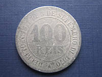 Монета 100 рейс (реалов) Бразилия 1870 нечастая как есть