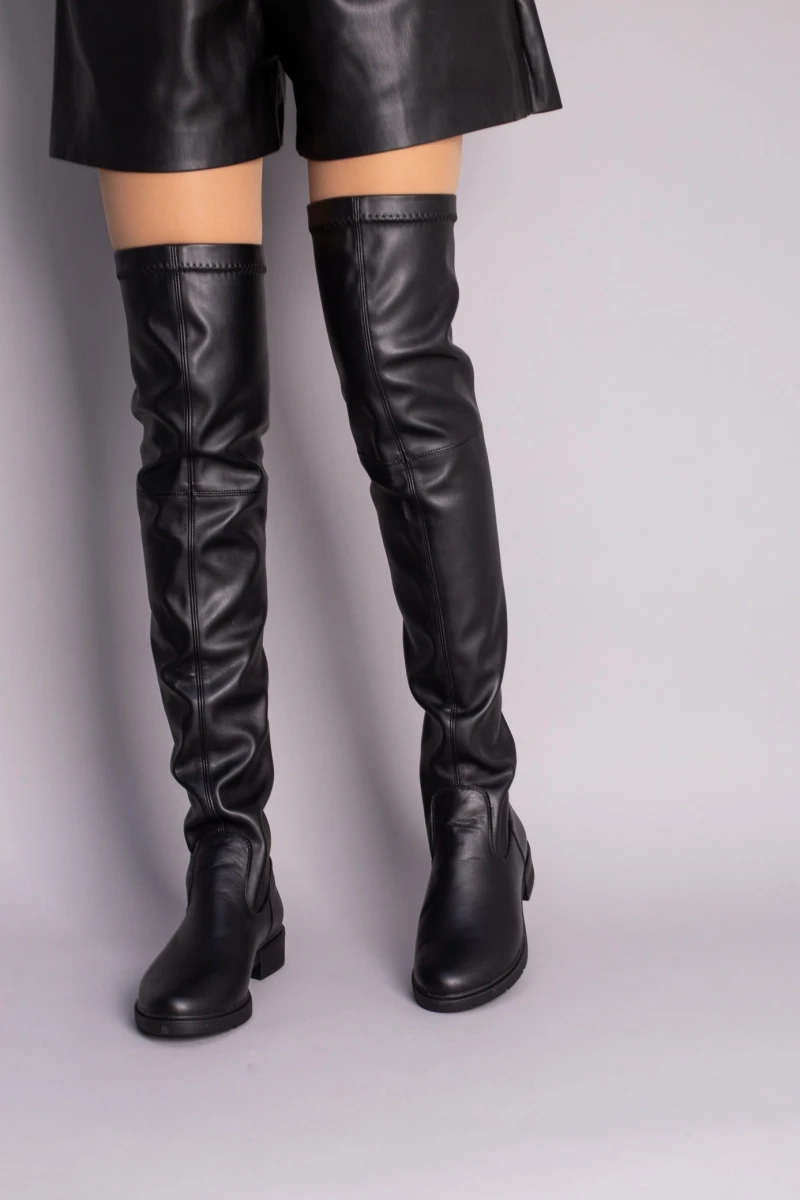 Жіночі демісезонні чоботи-панчохи ShoesBand Чорні натуральні шкіряні всередині овчина 38 (24,5-25 см) (S67051-1е)