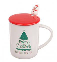 Кружка новорічна "Ялинка" + ложка, 320 мл, кераміка