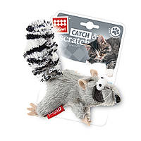 Іграшка для котів Єнот з котячою м'ятою GiGwi Catch&scratch штучне хутро, котяча м'ята, 8 см