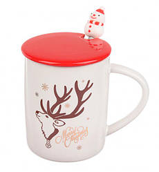 Кружка новорічна "Deer" + ложка, 320 мл, кераміка