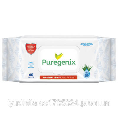 Антибактериальные Влажные Салфетки Puregenix, 60 Шт. — Купить Недорого ...