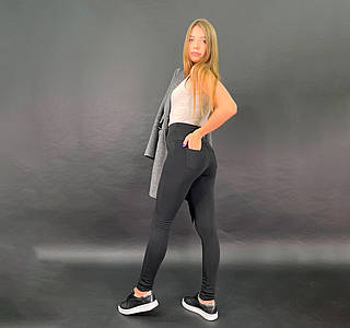 Лосини жіночі чорний трикотаж на хутрі розмір