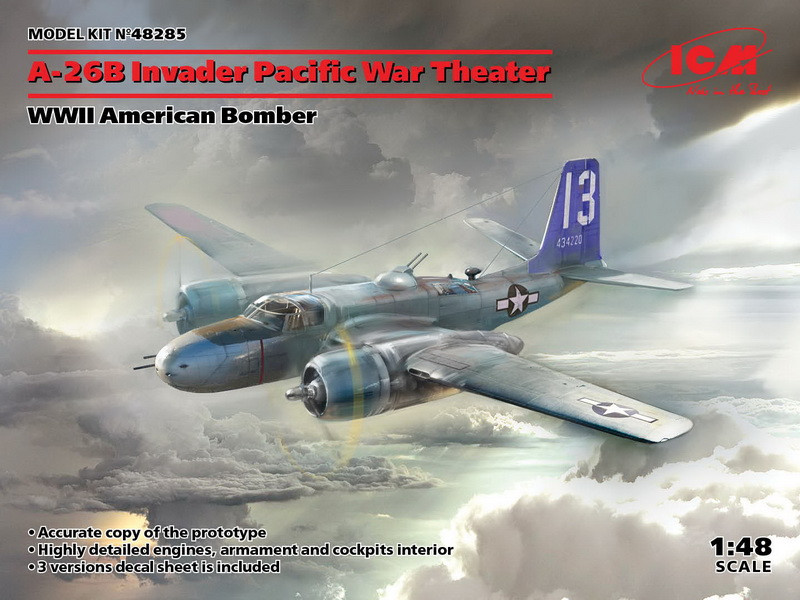 Пластикова модель 1/48 ICM 48285 американський бомбардувальник A-26 В Invader Pacific War Theater, фото 1