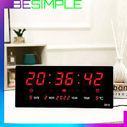Настільний годинник з LED підсвічуванням YX-3615 / Електронний годинник / Годинник з термометром і будильником