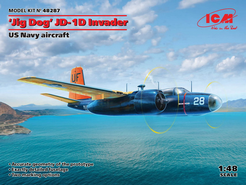 Пластикова модель 1/48 ICM 48287 американський навчальний літак 'Jig Dog' JD-1D Invader US Navy Aircraft