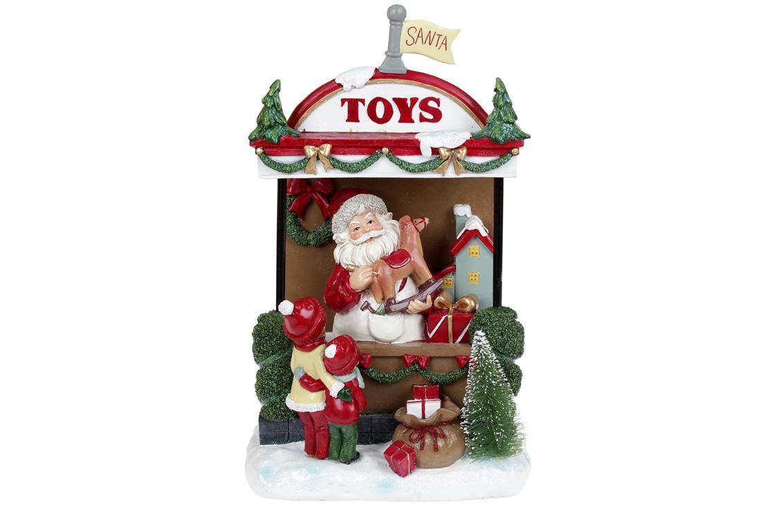Декор новорічний Санта в магазині іграшок з LED підсвічуванням 33 см BonaDi 197-727