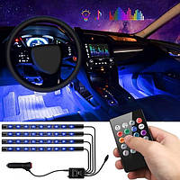 Светодиодная подсветка в салон автомобиля Car Interior Atmosphere Light LED 4 ленты 32 см