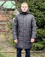 Зимняя куртка подростковая на мальчика черная пуховик теплый с капюшоном 152-170р