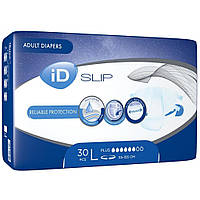 Памперсы для взрослых ID Slip Plus, размер Large, талия 115-155 см, 30 шт, взрослые подгузники (5411416048190)