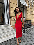 Жіноче плаття з розкішним декольте Люкс червоне (різні кольори) ХС С М Л, фото 3