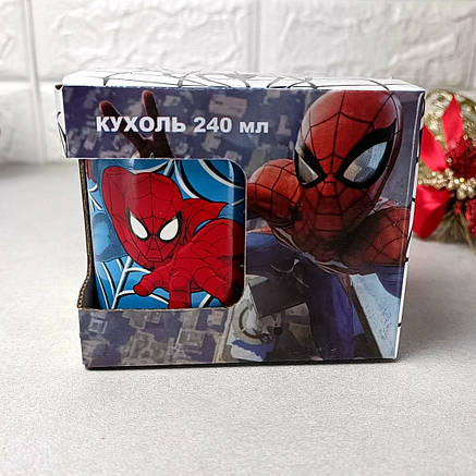 Подарункова дитяча чашка 240 мл для хлопчиків Spider-Man у подарунковій упаковці, фото 3