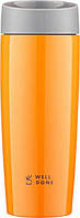 Термокружка Well Done 380 мл, оранжевая, термочашка для кофе/чая, кружка/чашка-термос