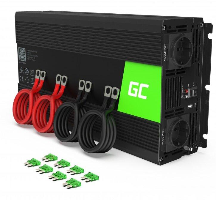 Інвертор GREEN CELL INV12 12В/230В 3000Вт/6000Вт Модифікована синусоїда