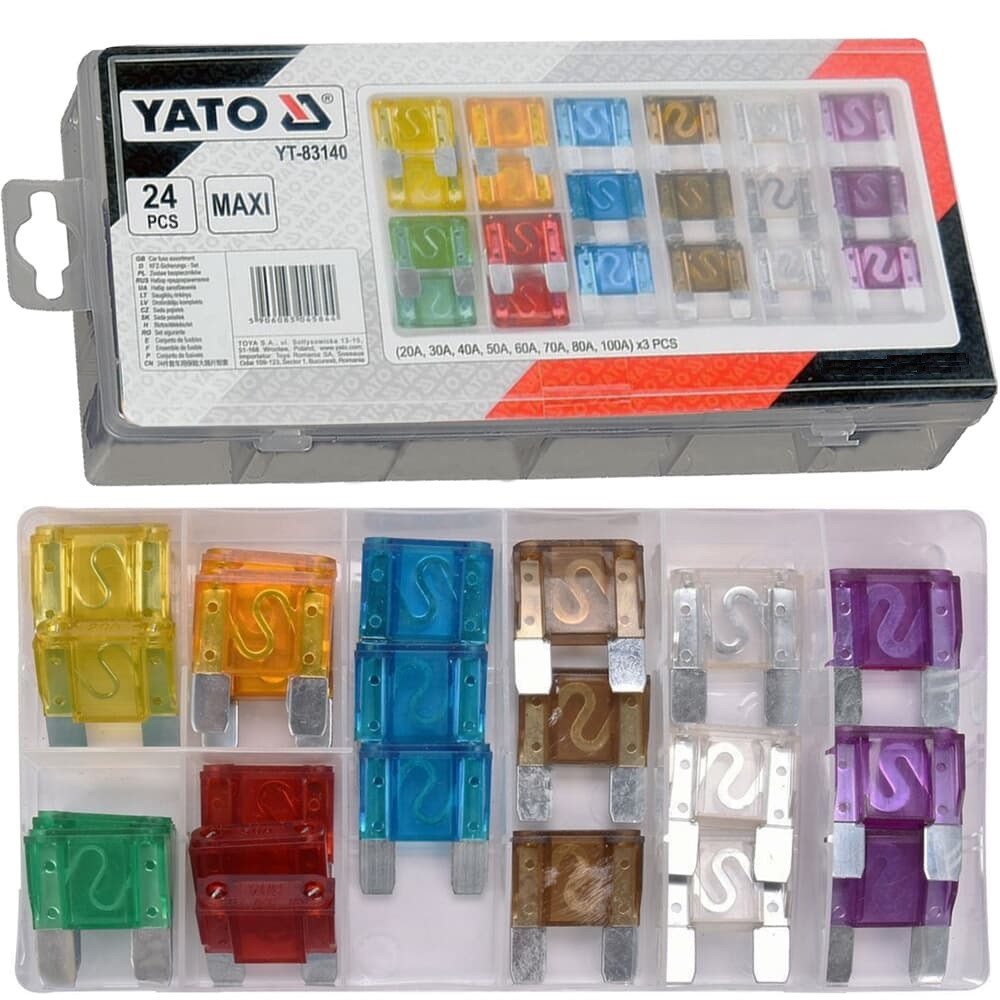 Автомобільні Запобіжники MAXI Набір 24 ​​шт YATO (YT-83140)