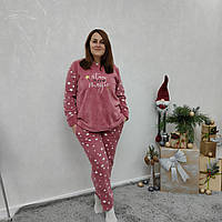 БАТАЛ Теплая женская пижама флис + махра (большие размеры)