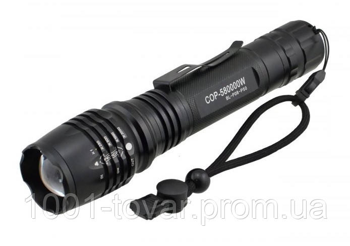 Ручний тактичний ліхтарик COP BL-P08-P50 Black (6990)