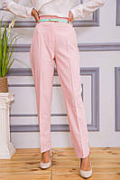 Класичні жіночі штани рожевого кольору з ремінцем / Классические женские брюки розового цвета с ремешком AGER, Рожевий, Однотонні, блискавка та ґудзик, Костюмні, Прямий, Тягнеться, Для жінок, Середня, AGER, 38, Норма, Весняно-літній, 55% поліестер, 39% ві