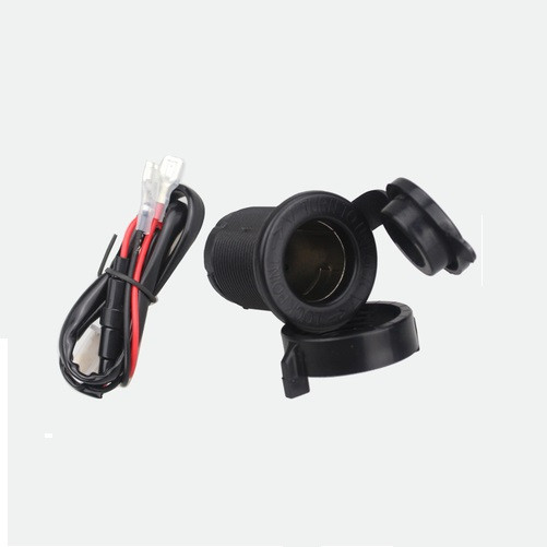 Монтажне гніздо прикурювача з кришкою в корпус, з дротами, фото 1