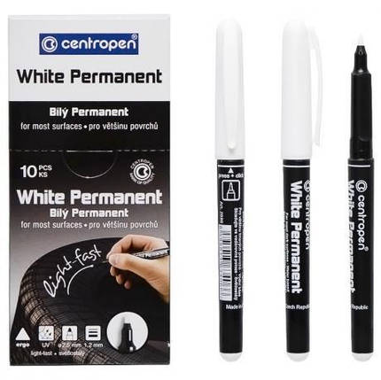 Маркер білий "Centropen" Permanent тонкий KNZ, фото 1