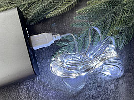 LED-гірлянди з usb для павербанків, холодне світло, 5 м