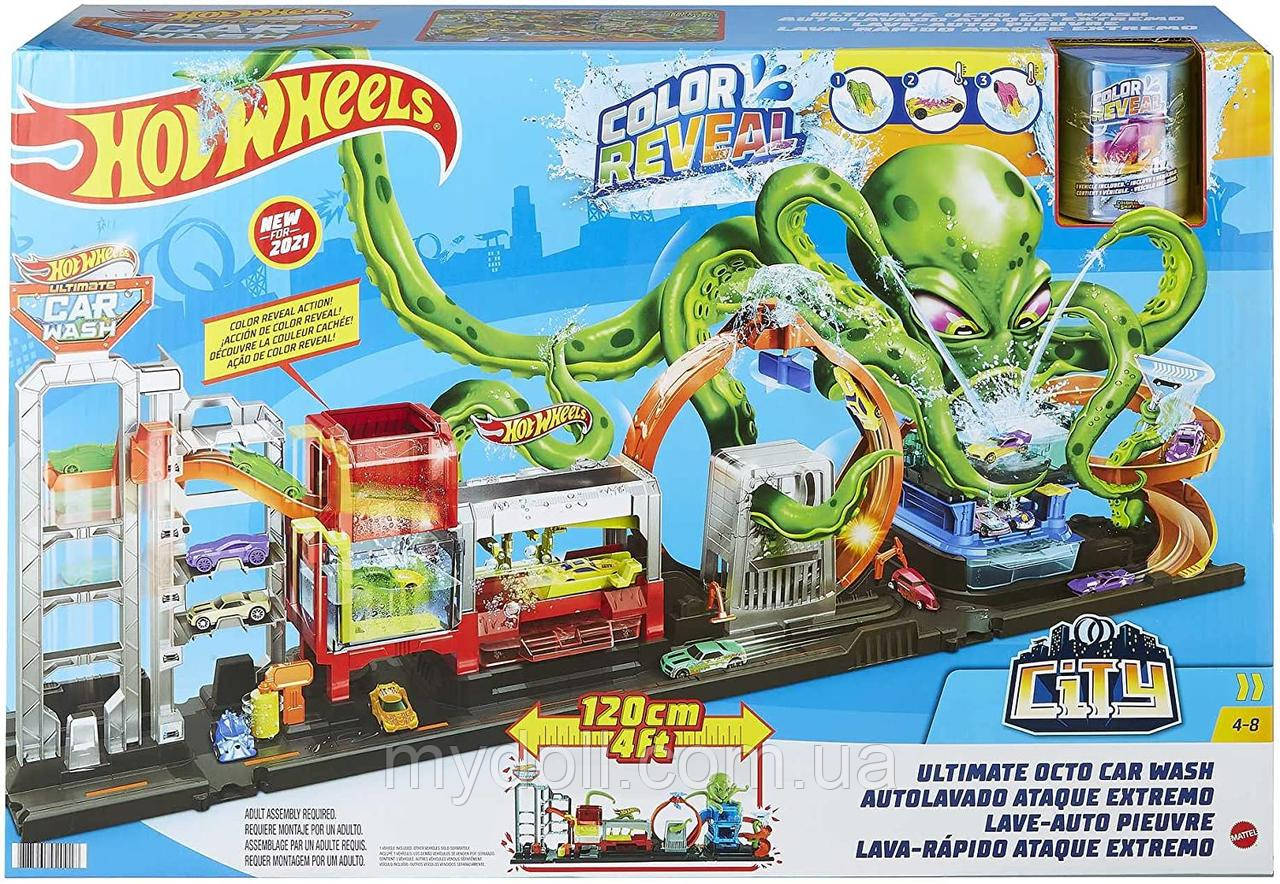 Трек Хот Вілс Автомийка Кольорове перевтілення Вибух кольорів Hot Wheels City Ultimate Octo Car Wash Оригінал