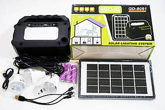 Портативна сонячна автономна система Solar GDPlus GD-8081 + FM радіо + Bluetooth