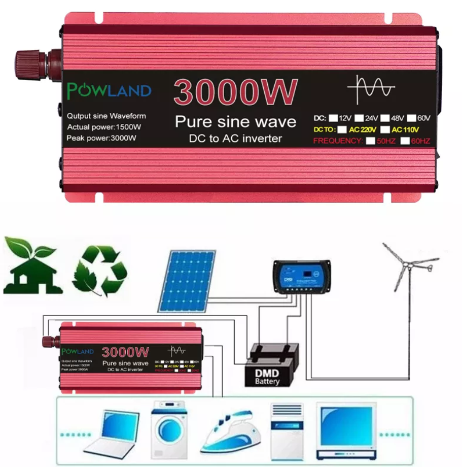 Автомобільний інвертор Powland Інвертор напруги, 3000W, 12/220V