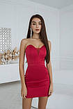 Стильне атласне плаття-бюстьє міні Люкс червоне (різні кольори) ХС С М Л, фото 2