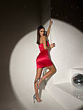 Стильне атласне плаття-бюстьє міні Люкс червоне (різні кольори) ХС С М Л, фото 6