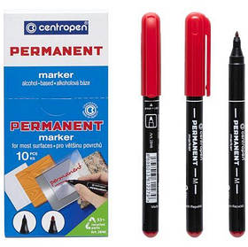 Перманентний маркер "Centropen" червоний (1 мм) тонкий центропен на спиртовій основі KNZ