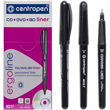 Маркер "Centropen" CD-Liner чорний (0,6 мм) KNZ, фото 1