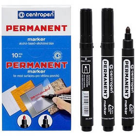 Перманентний маркер "Centropen" товстий круглий чорний 2,5 мм KNZ