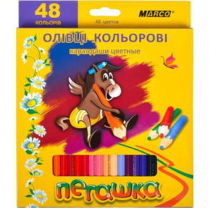 Олівці кольорові 48 кольорів "MARCO" Пегашка 1010-48CB KNZ, фото 3
