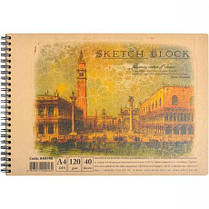 Альбом A4 "KRAFT" 40 аркушів, 120г/м² спіраль KNZ, фото 3