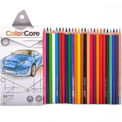 Олівці кольорові 24 кольори "MARCO" ColorCore Hex 3100-24CB, фото 2