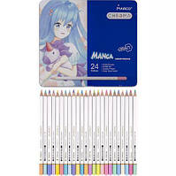 Набор цветных пастельных карандашей 24 цветов Marco Chroma, в металлической упаковке.