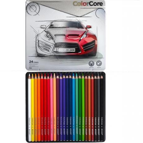 Олівці кольорові 24 кольори "MARCO" ColorCore Hex у металевому пеналі 3100-24TN KNZ