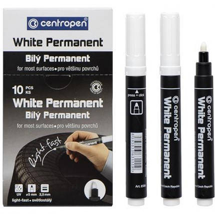Маркер "Centropen" Permanent товстий круглий (білий) KNZ, фото 1